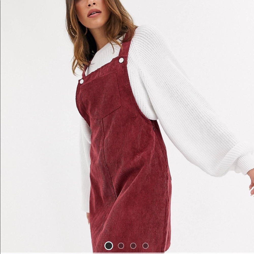 ASOS overall dress in burgundy NWT